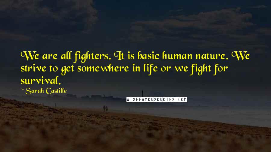 Sarah Castille Quotes: We are all fighters. It is basic human nature. We strive to get somewhere in life or we fight for survival.