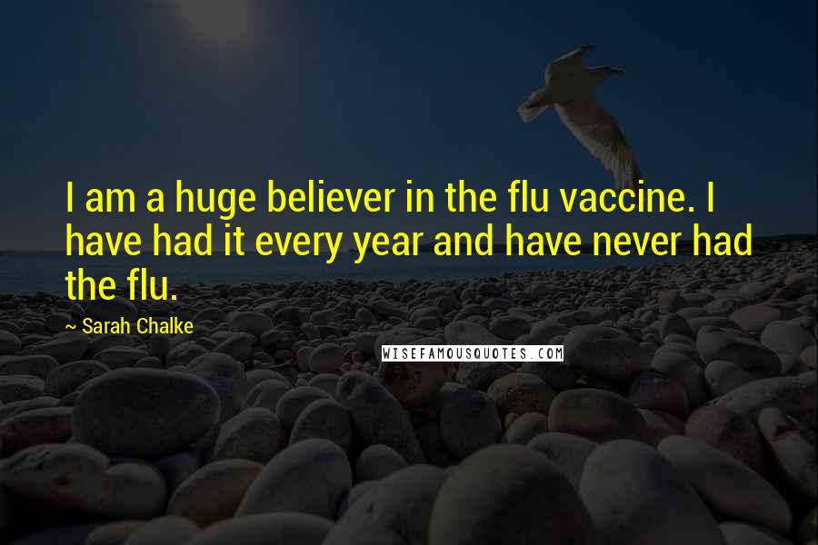 Sarah Chalke Quotes: I am a huge believer in the flu vaccine. I have had it every year and have never had the flu.