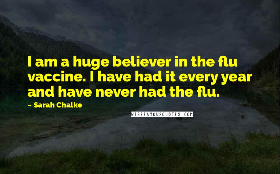 Sarah Chalke Quotes: I am a huge believer in the flu vaccine. I have had it every year and have never had the flu.