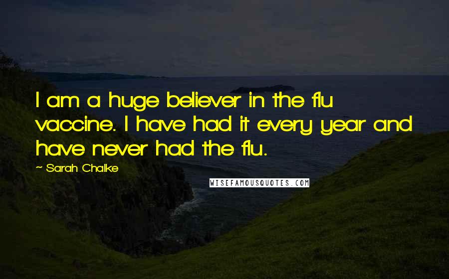 Sarah Chalke Quotes: I am a huge believer in the flu vaccine. I have had it every year and have never had the flu.