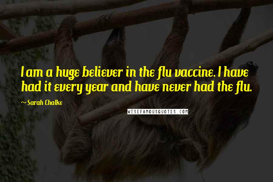 Sarah Chalke Quotes: I am a huge believer in the flu vaccine. I have had it every year and have never had the flu.