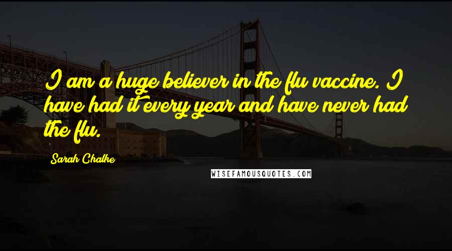 Sarah Chalke Quotes: I am a huge believer in the flu vaccine. I have had it every year and have never had the flu.