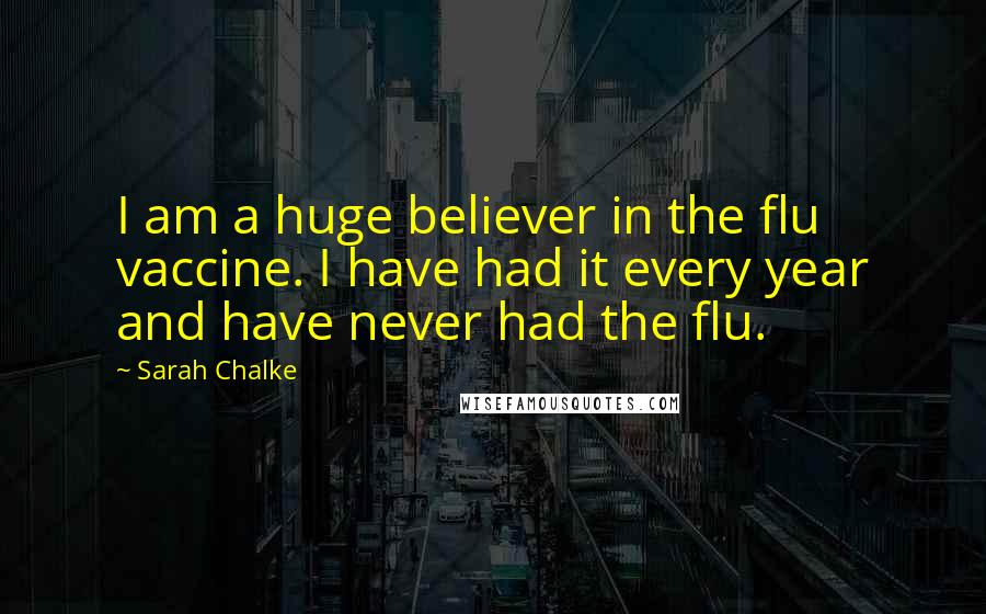 Sarah Chalke Quotes: I am a huge believer in the flu vaccine. I have had it every year and have never had the flu.