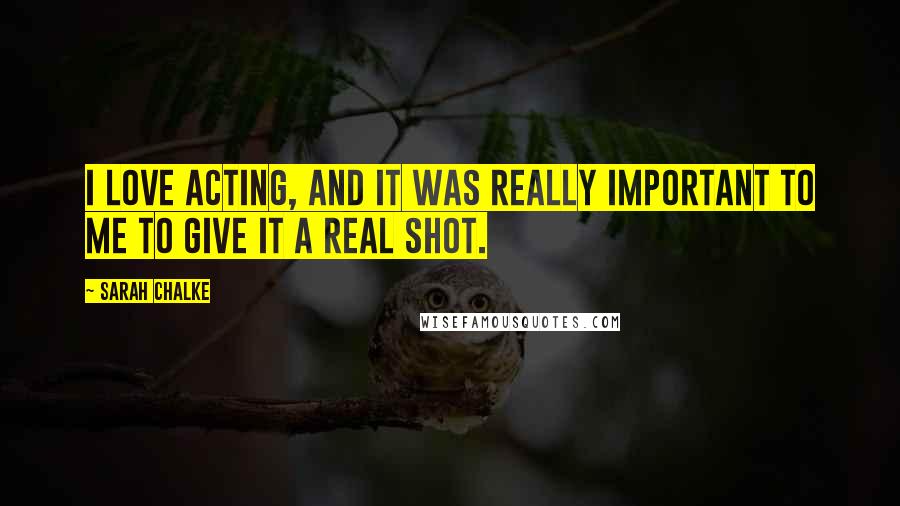 Sarah Chalke Quotes: I love acting, and it was really important to me to give it a real shot.