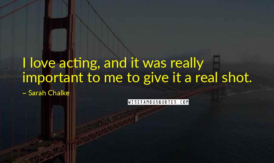 Sarah Chalke Quotes: I love acting, and it was really important to me to give it a real shot.