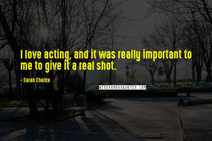 Sarah Chalke Quotes: I love acting, and it was really important to me to give it a real shot.