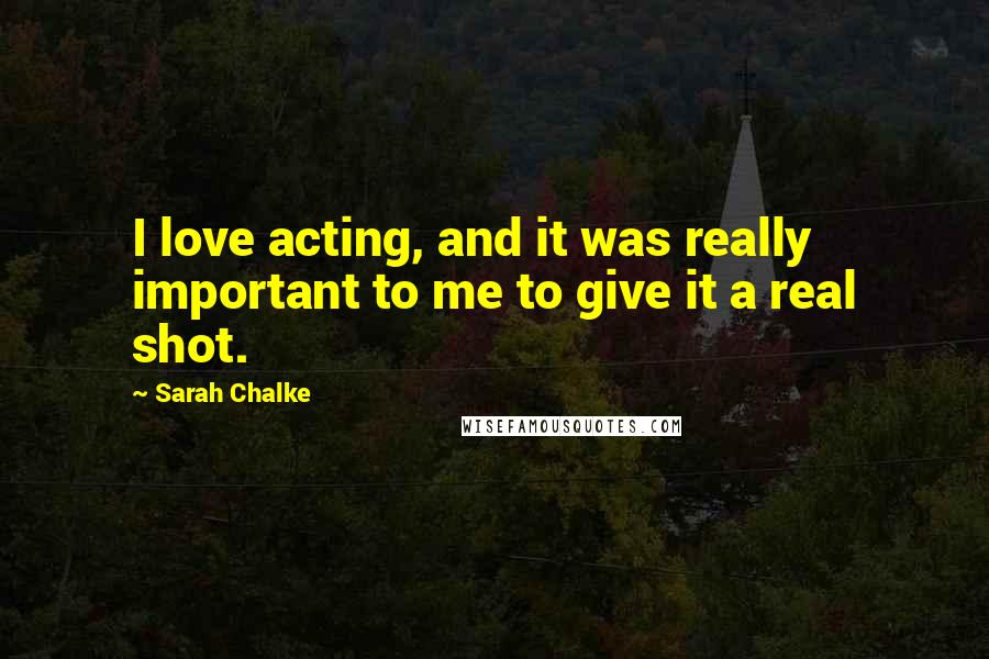 Sarah Chalke Quotes: I love acting, and it was really important to me to give it a real shot.