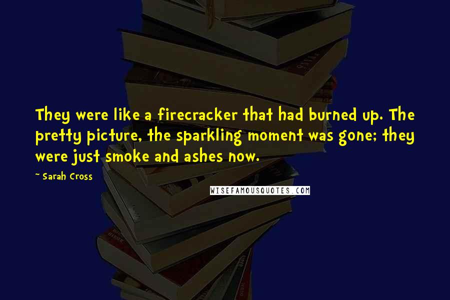 Sarah Cross Quotes: They were like a firecracker that had burned up. The pretty picture, the sparkling moment was gone; they were just smoke and ashes now.