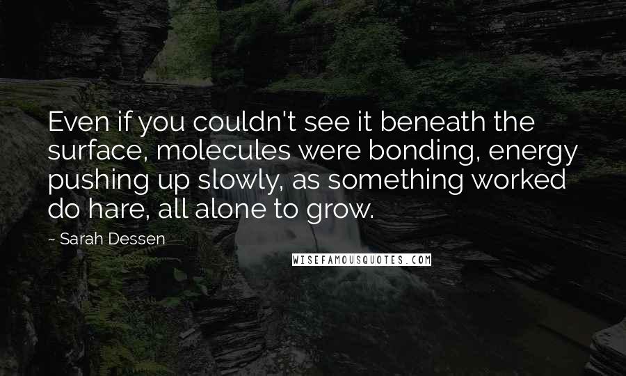 Sarah Dessen Quotes: Even if you couldn't see it beneath the surface, molecules were bonding, energy pushing up slowly, as something worked do hare, all alone to grow.