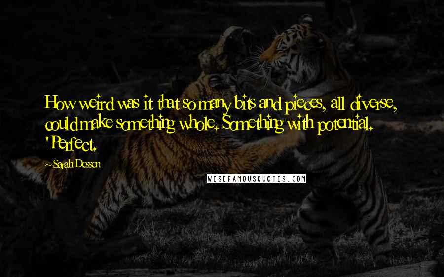 Sarah Dessen Quotes: How weird was it that so many bits and pieces, all diverse, could make something whole. Something with potential. 'Perfect.