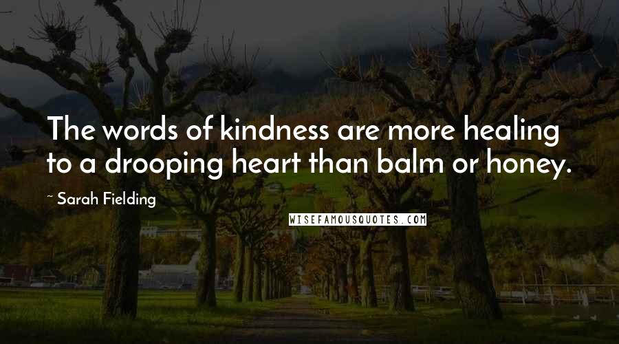 Sarah Fielding Quotes: The words of kindness are more healing to a drooping heart than balm or honey.