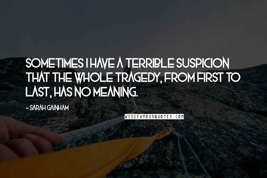 Sarah Gainham Quotes: Sometimes I have a terrible suspicion that the whole tragedy, from first to last, has no meaning.