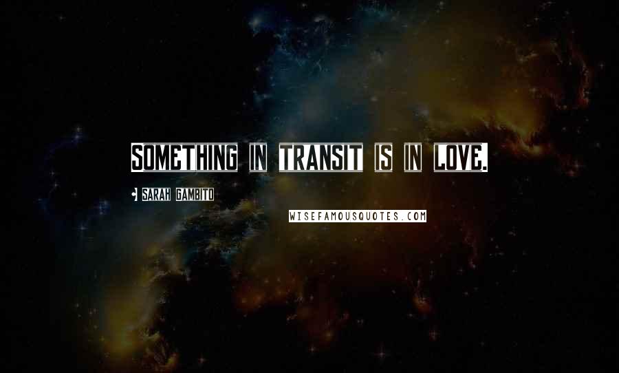 Sarah Gambito Quotes: Something in transit is in love.