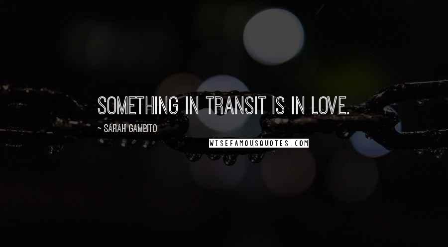 Sarah Gambito Quotes: Something in transit is in love.