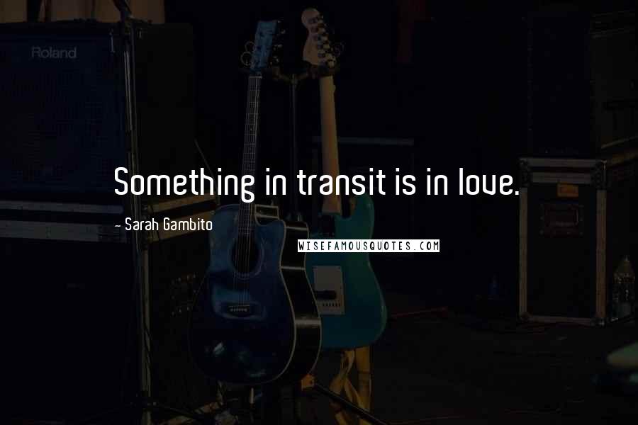 Sarah Gambito Quotes: Something in transit is in love.