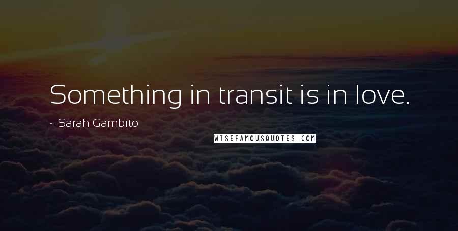 Sarah Gambito Quotes: Something in transit is in love.