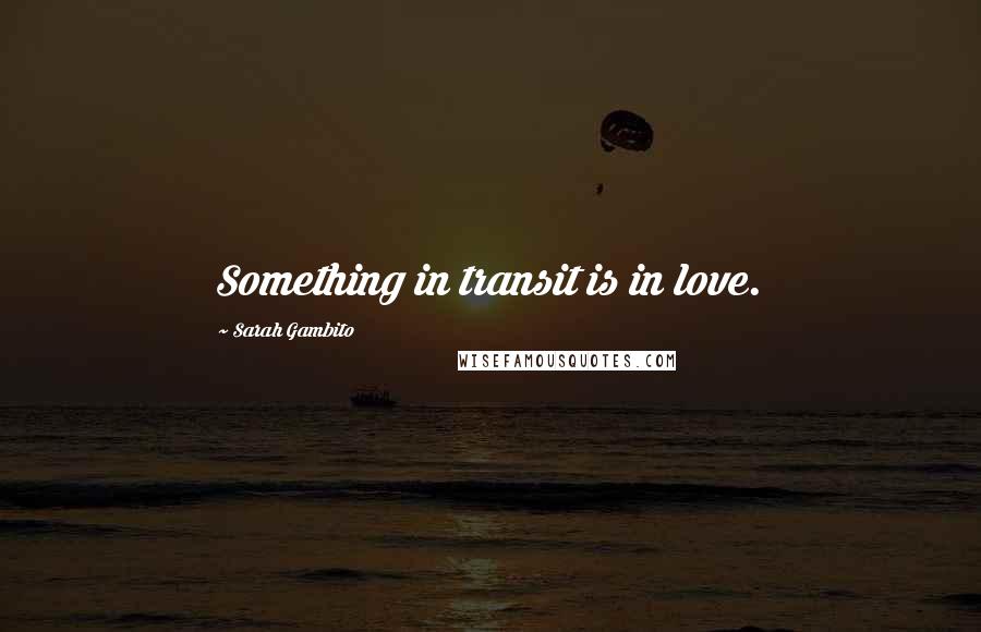 Sarah Gambito Quotes: Something in transit is in love.