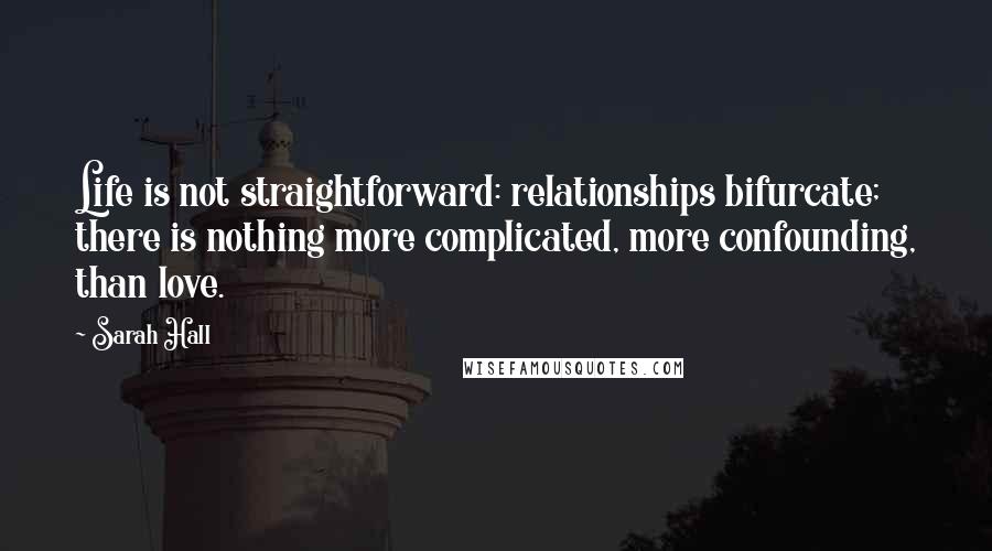 Sarah Hall Quotes: Life is not straightforward: relationships bifurcate; there is nothing more complicated, more confounding, than love.