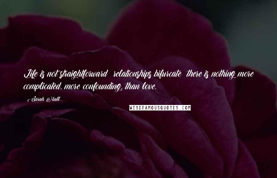 Sarah Hall Quotes: Life is not straightforward: relationships bifurcate; there is nothing more complicated, more confounding, than love.