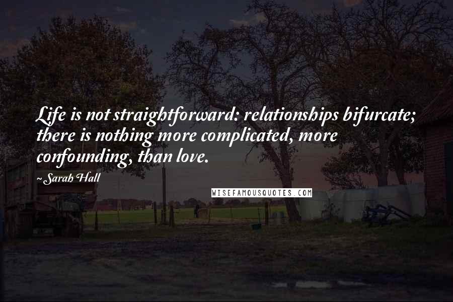 Sarah Hall Quotes: Life is not straightforward: relationships bifurcate; there is nothing more complicated, more confounding, than love.