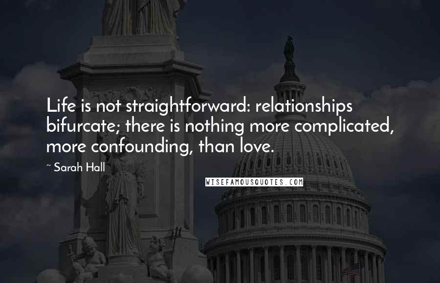 Sarah Hall Quotes: Life is not straightforward: relationships bifurcate; there is nothing more complicated, more confounding, than love.