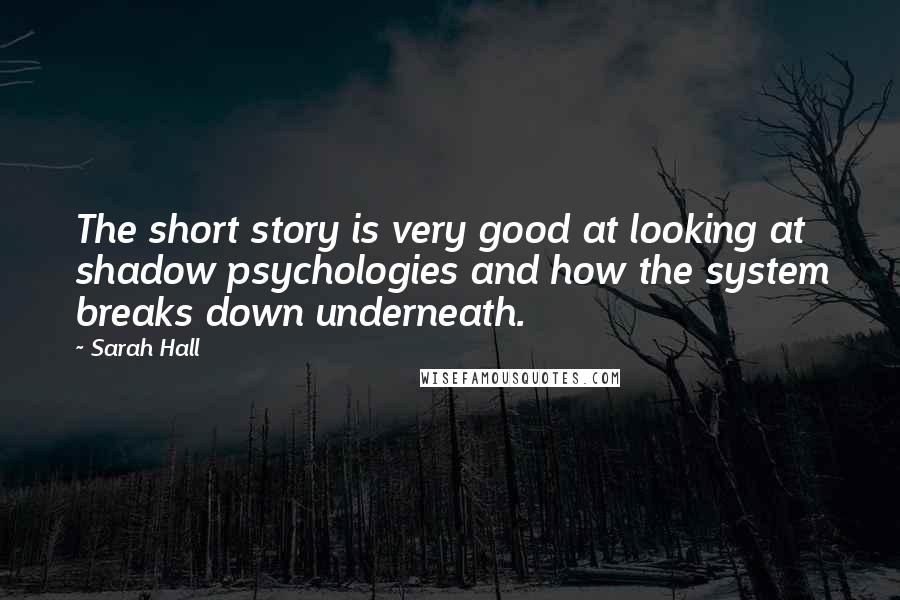 Sarah Hall Quotes: The short story is very good at looking at shadow psychologies and how the system breaks down underneath.