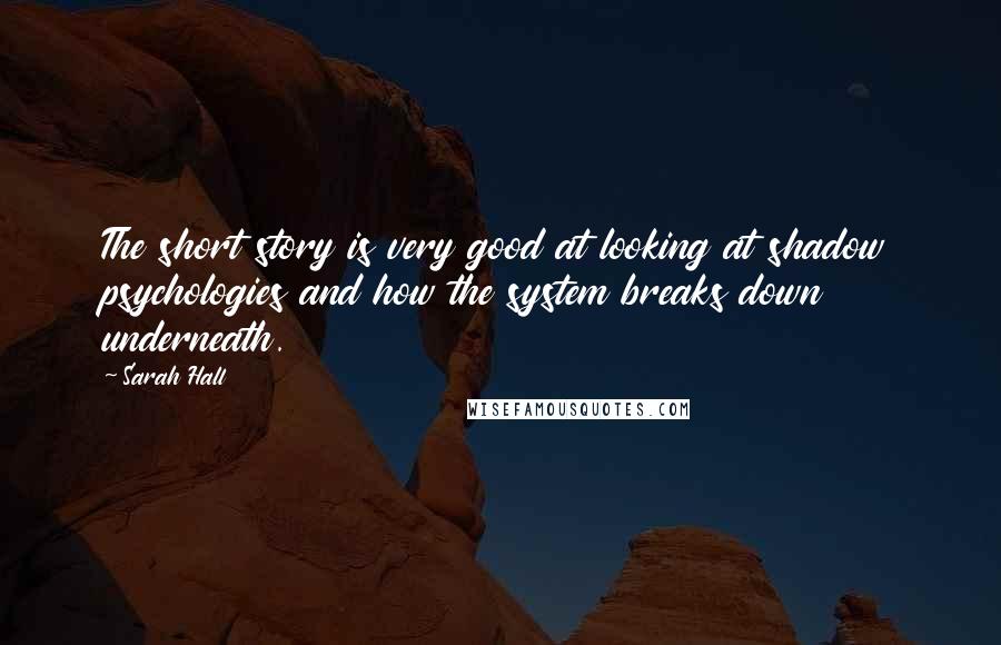 Sarah Hall Quotes: The short story is very good at looking at shadow psychologies and how the system breaks down underneath.