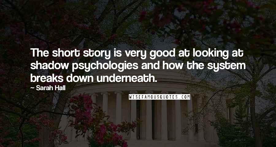 Sarah Hall Quotes: The short story is very good at looking at shadow psychologies and how the system breaks down underneath.
