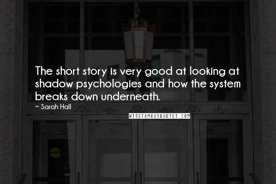 Sarah Hall Quotes: The short story is very good at looking at shadow psychologies and how the system breaks down underneath.