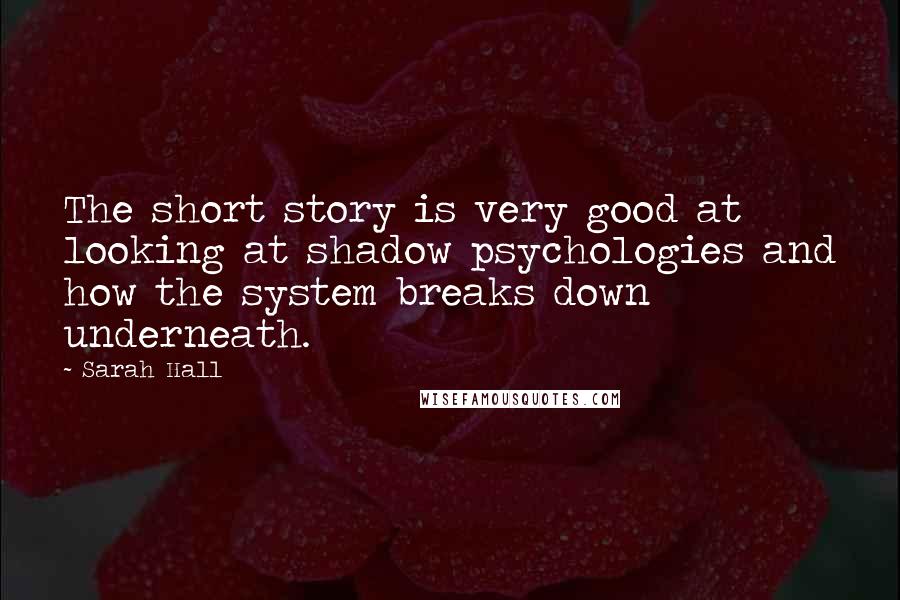 Sarah Hall Quotes: The short story is very good at looking at shadow psychologies and how the system breaks down underneath.