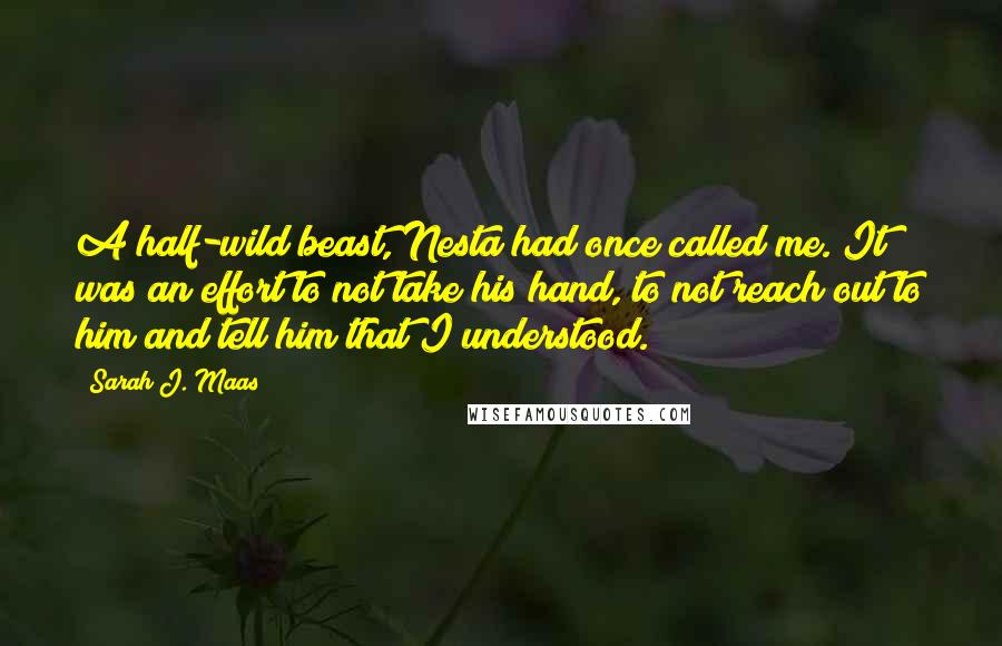 Sarah J. Maas Quotes: A half-wild beast, Nesta had once called me. It was an effort to not take his hand, to not reach out to him and tell him that I understood.
