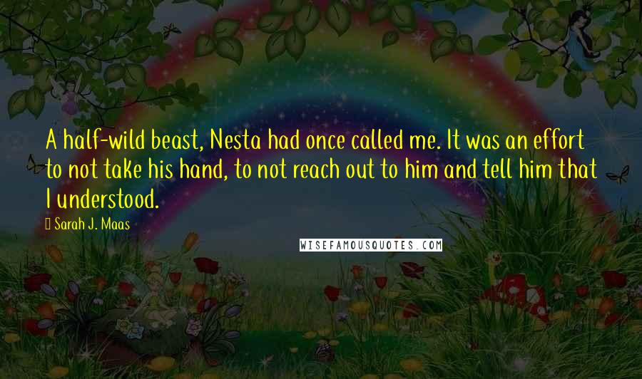 Sarah J. Maas Quotes: A half-wild beast, Nesta had once called me. It was an effort to not take his hand, to not reach out to him and tell him that I understood.