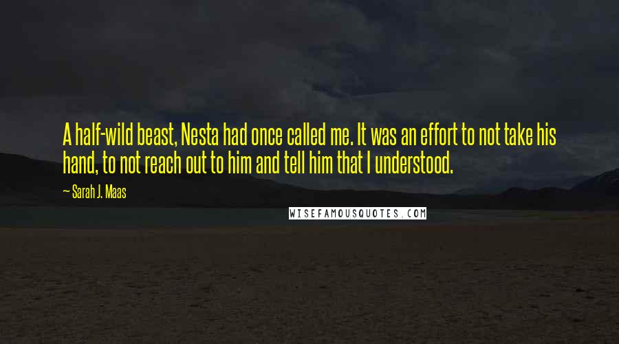 Sarah J. Maas Quotes: A half-wild beast, Nesta had once called me. It was an effort to not take his hand, to not reach out to him and tell him that I understood.