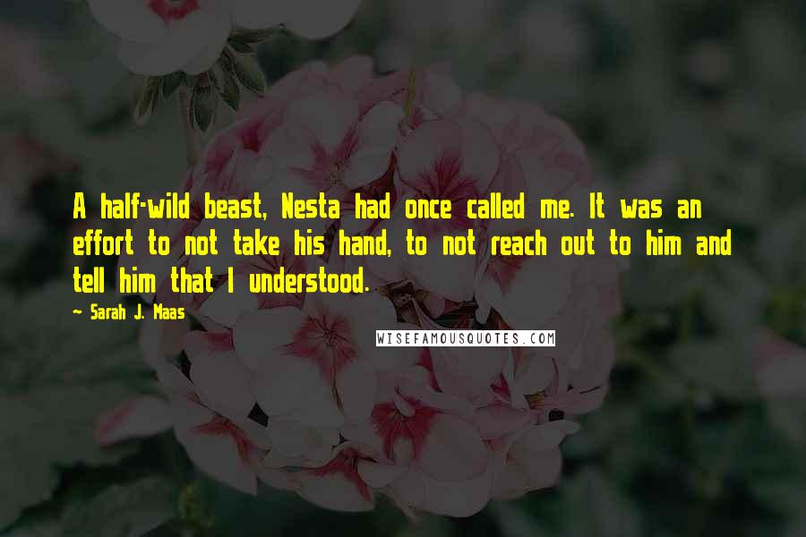Sarah J. Maas Quotes: A half-wild beast, Nesta had once called me. It was an effort to not take his hand, to not reach out to him and tell him that I understood.