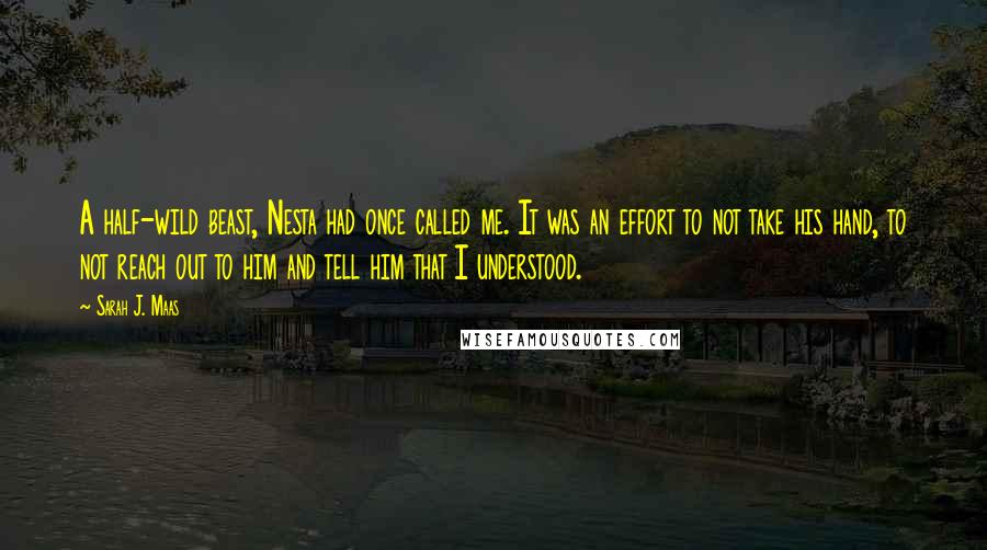 Sarah J. Maas Quotes: A half-wild beast, Nesta had once called me. It was an effort to not take his hand, to not reach out to him and tell him that I understood.