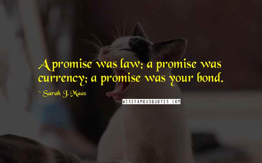 Sarah J. Maas Quotes: A promise was law; a promise was currency; a promise was your bond.