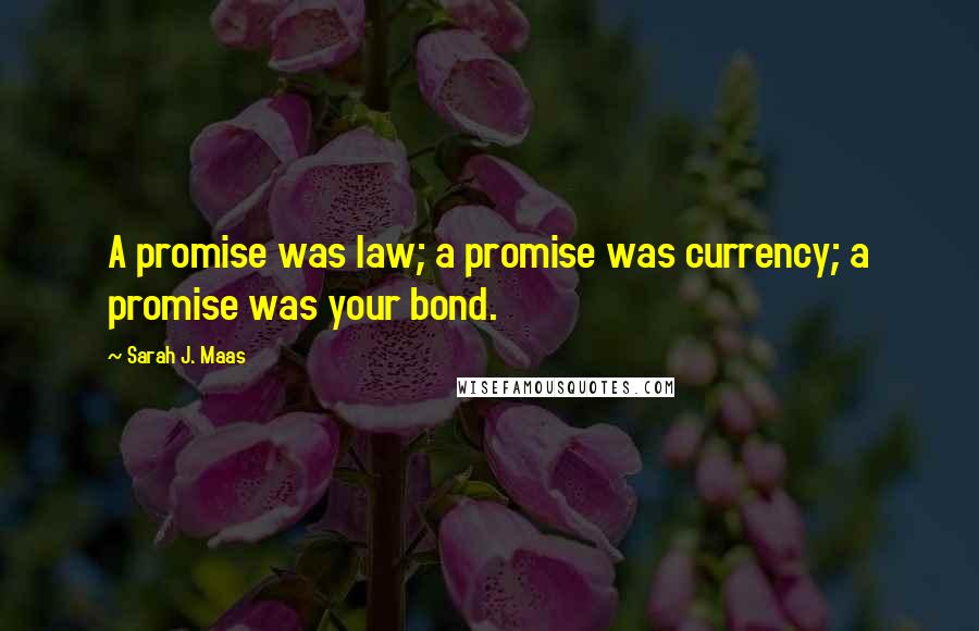 Sarah J. Maas Quotes: A promise was law; a promise was currency; a promise was your bond.