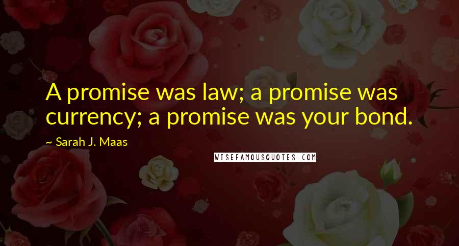 Sarah J. Maas Quotes: A promise was law; a promise was currency; a promise was your bond.