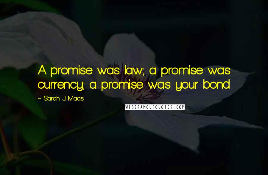 Sarah J. Maas Quotes: A promise was law; a promise was currency; a promise was your bond.