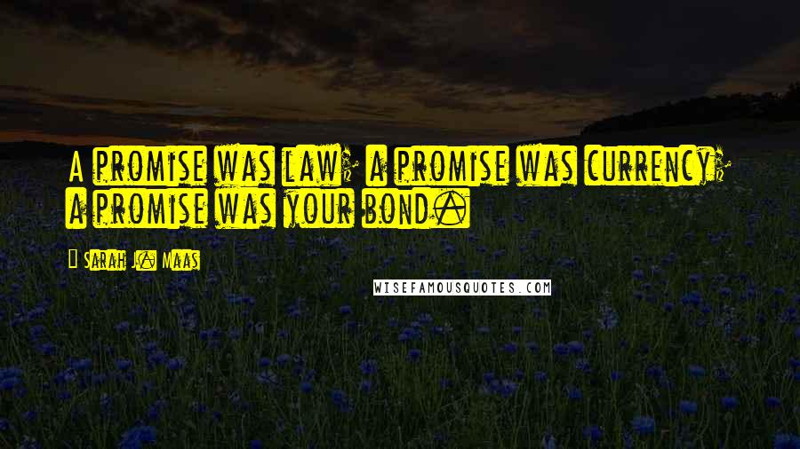 Sarah J. Maas Quotes: A promise was law; a promise was currency; a promise was your bond.