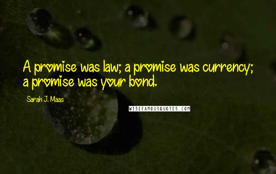 Sarah J. Maas Quotes: A promise was law; a promise was currency; a promise was your bond.