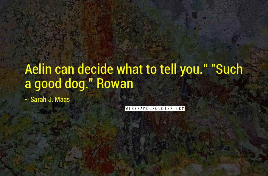 Sarah J. Maas Quotes: Aelin can decide what to tell you." "Such a good dog." Rowan