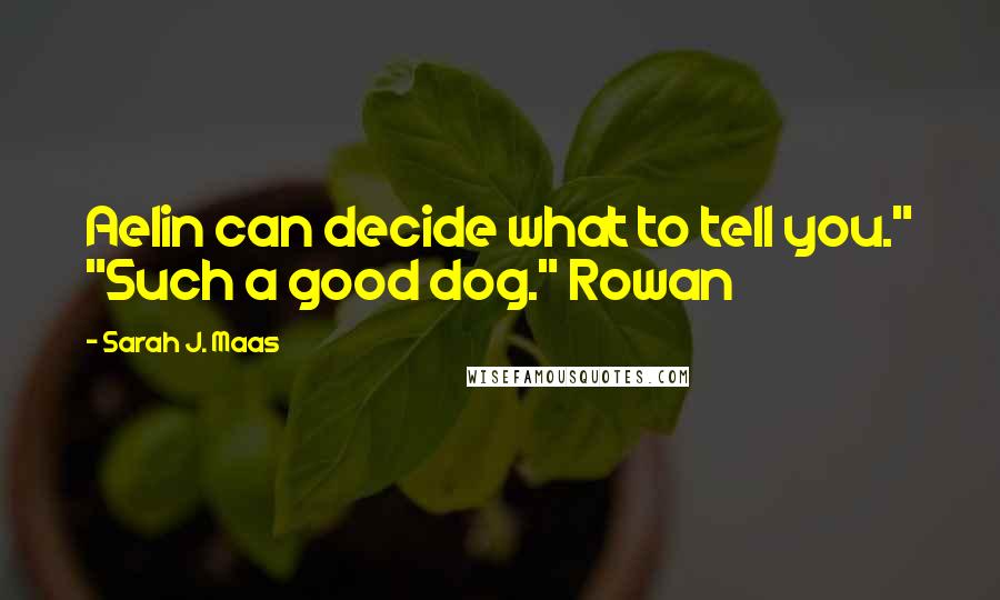 Sarah J. Maas Quotes: Aelin can decide what to tell you." "Such a good dog." Rowan