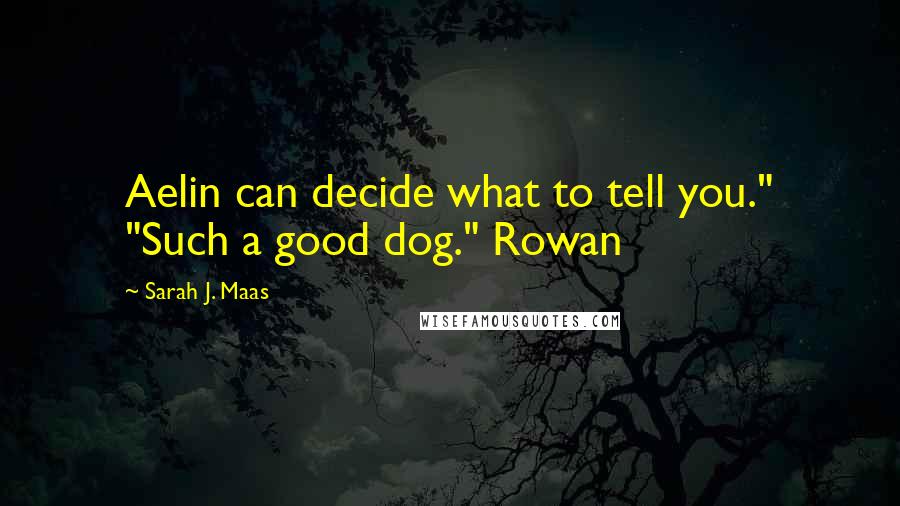 Sarah J. Maas Quotes: Aelin can decide what to tell you." "Such a good dog." Rowan