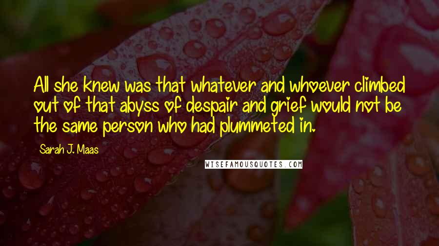 Sarah J. Maas Quotes: All she knew was that whatever and whoever climbed out of that abyss of despair and grief would not be the same person who had plummeted in.