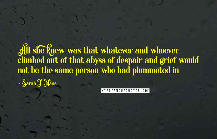 Sarah J. Maas Quotes: All she knew was that whatever and whoever climbed out of that abyss of despair and grief would not be the same person who had plummeted in.