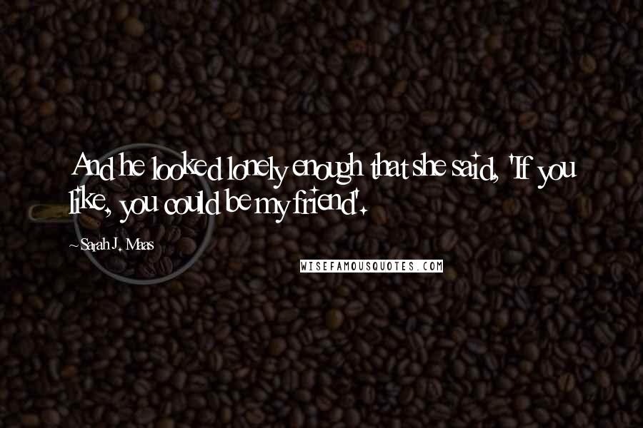 Sarah J. Maas Quotes: And he looked lonely enough that she said, 'If you like, you could be my friend'.