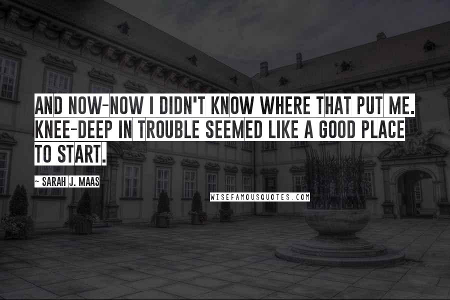 Sarah J. Maas Quotes: And now-now I didn't know where that put me. Knee-deep in trouble seemed like a good place to start.