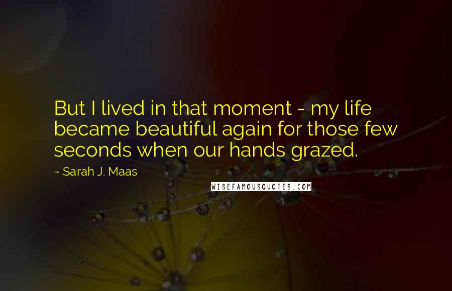 Sarah J. Maas Quotes: But I lived in that moment - my life became beautiful again for those few seconds when our hands grazed.