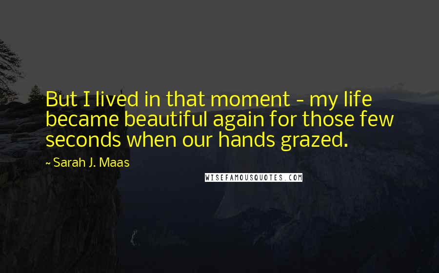 Sarah J. Maas Quotes: But I lived in that moment - my life became beautiful again for those few seconds when our hands grazed.